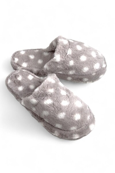 Juuuj Gray Plush Textured Closed-Front Flexible Soft Winter House Slippers wi...