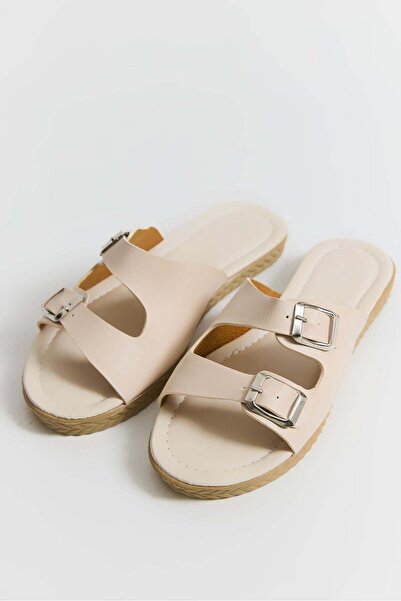 Juuuj Cream-Colored, Lightweight, Soft-Soled, Two-Buckle Detailed, Comfortabl...