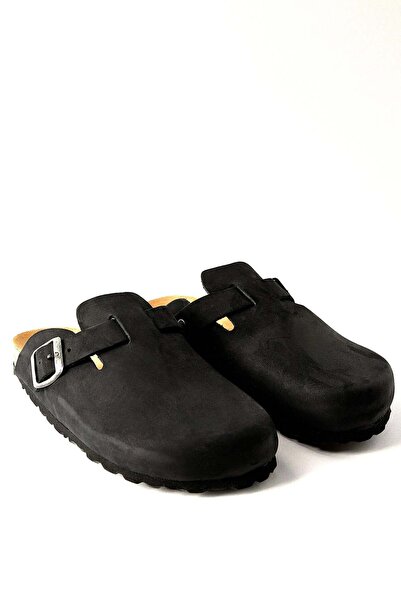 Juuuj Black Suede Look, Lightweight, Buckle Detailed, Comfortable, Closed-Fro...
