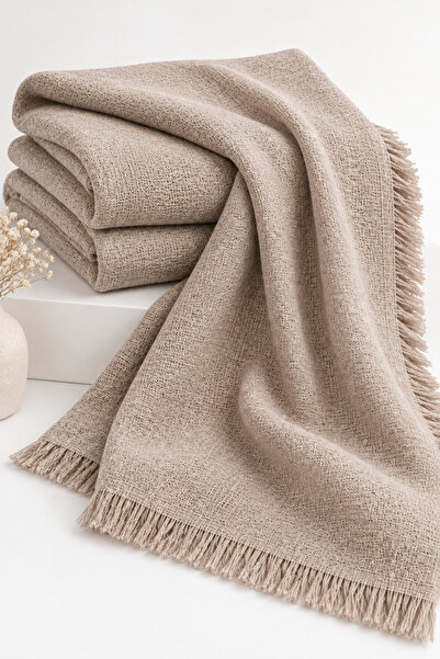 Juuuj Mink Soft Textured Fine Woven Fabric with Tassel Detail on the Edge, Re...