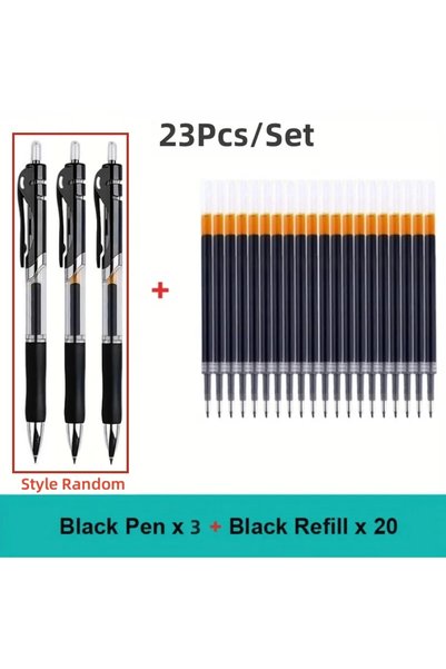 Choice 23pcs Black set 23/33Pcs Retractable Ballpoint Pen Large Capacity 0.5m...