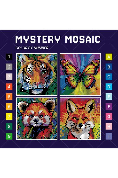 Choice WHITE Funny Mystery Mosaics Pixel Animal Coloring Book Relaxation Hand...