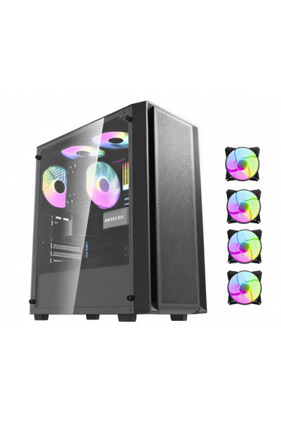 darkFlash DK353 ATX/M-ATX/Mini-ITX Gaming PC Case, 4 PRE-INSTALLED Fans, 360m...