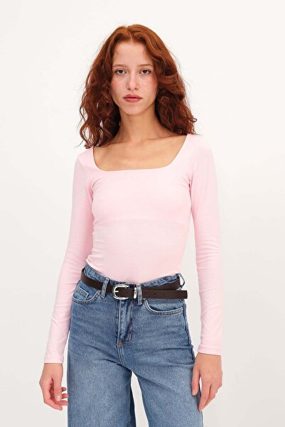 Addax Square Neck Basic Blouse B1847