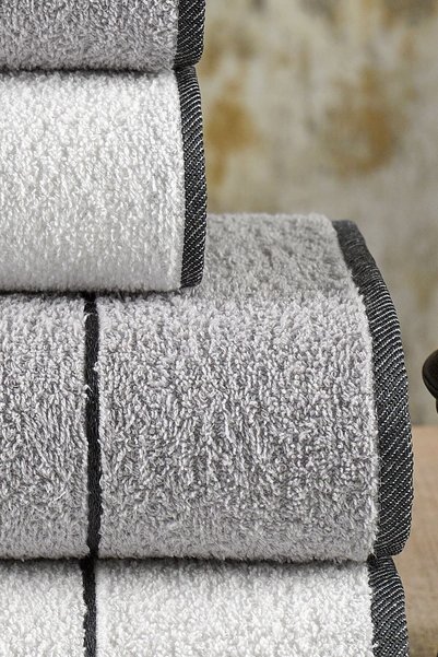 eumenia Valona 50 x 85 – 70 x140 cm 4'lü Banyo Havlu Seti | Gri-krem