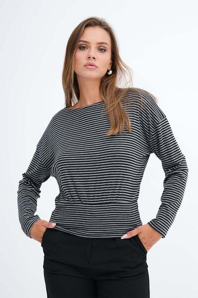 Addax Striped Long Sleeve Blouse B06058