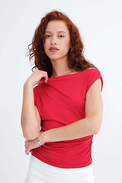 Addax Kayık Yaka Ruched Bluz P0750