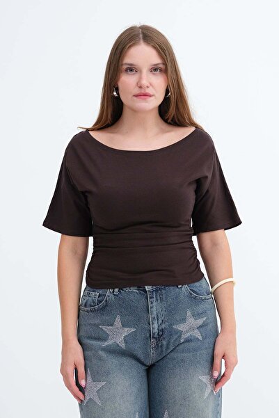 Addax Side Gathered T-Shirt P1913