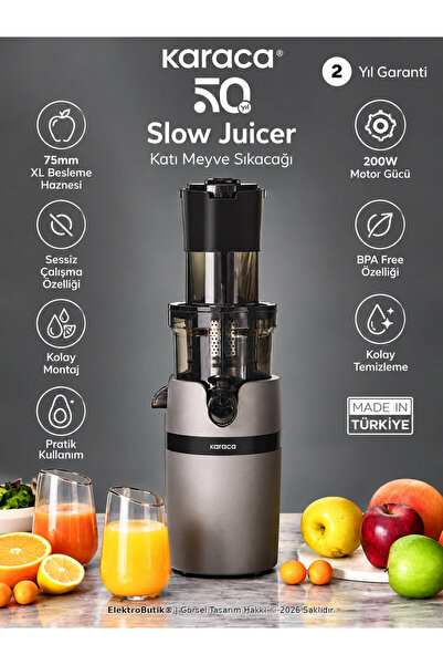 Karaca Slow Juicer Slow Pressing Bpa Free Feature Solid Fruit Juicer 200W