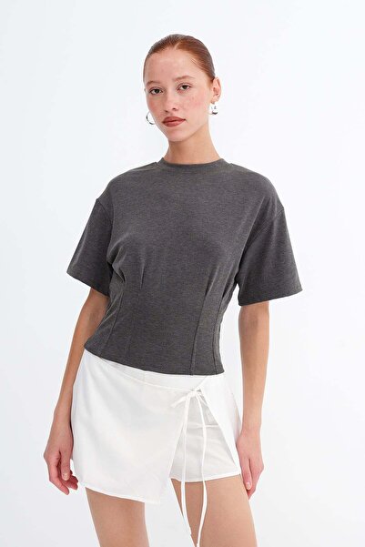 Addax Crew Neck Corset Detailed Blouse P10745