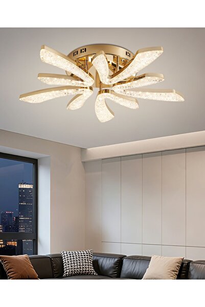 Apliqa Plafonieră LED Quinn cu 10 lumini, auriu, 80W, cu 3 temperaturi de cul...