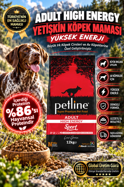 Petline Av Köpekleri Ve Büyük Irk Köpeklere Özel Sport Kuzu Etli Köpek Maması...