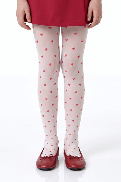 Penti Beyaz Pretty Red Little Heart Külotlu Çorap