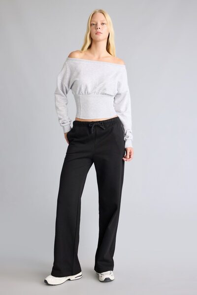 DeFacto Straight Fit Mid-Waist Tapered Leg Sweatpants I8793Ax26Au