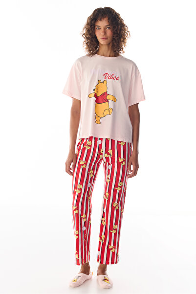 Penti Pink Winnie the Pooh Monday Vibes Bear Patterned Pants Short Sleeve Paj...