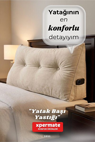 XPERMATE Yatak Başı Yastığı Sırt ve Bel Destek Yastığı 90 cm Yaslanma ve Dinl...