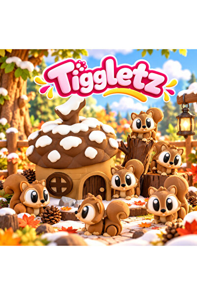 MİNİKOM TOYS Tiggletz Sevimli Sincap Ailesi 6'lı Sincap Evi