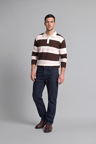 DeFacto Relaxed Fit Çizgili Polo Yaka Triko Kazak H7670AX26AU