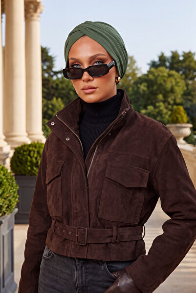 Aisha's Design قبعة شتوية للحجاب، B-9O، كاكي