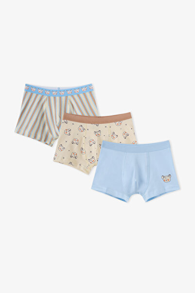 Penti Erkek Çocuk Mavi Cute Animals Pamuklu 3'lü Boxer