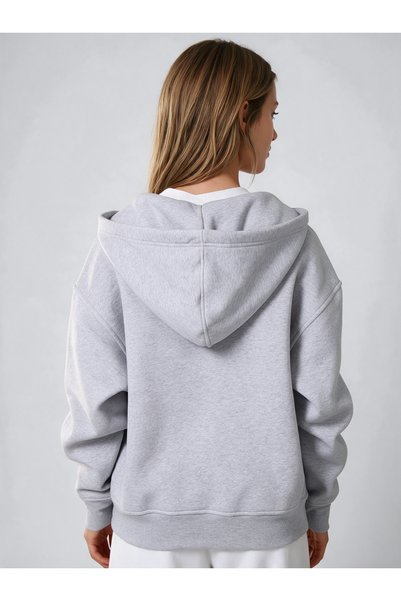 Coredra Basic Women's Oversize Fit Hoodie and Zipper Top