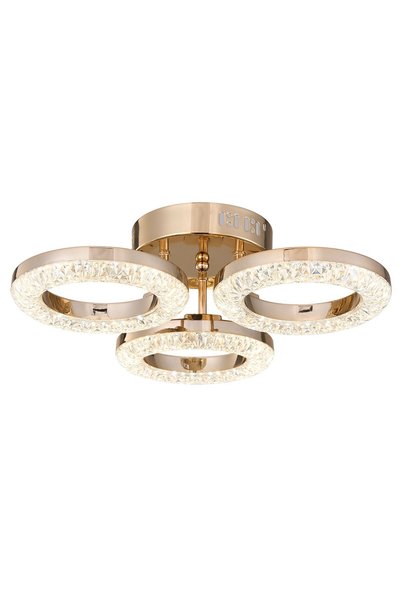 Apliqa Plafonieră LED Oylum cu 3 lumini, auriu, 24W, cu cristale, pentru hol și living