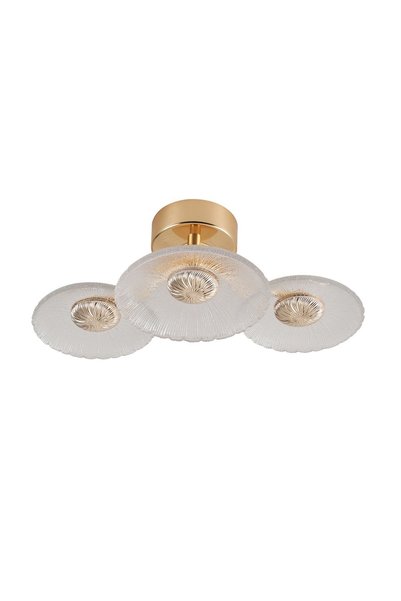 Apliqa Plafonieră LED Darra cu 3 lumini, auriu, 9W, cu 3 temperaturi de culoare.