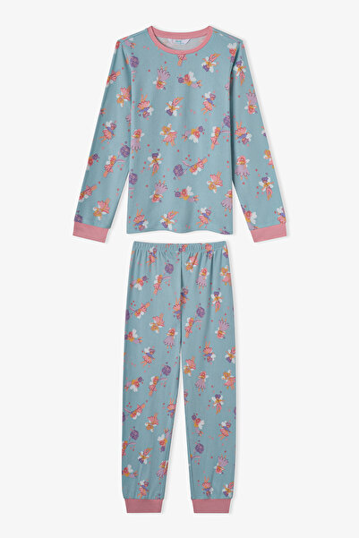 Penti Kız Çocuk Mint Fairy Bloom Uzun Kollu Pijama Takımı