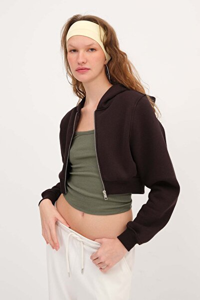 Addax Fleece-Lined Crop Sweatshirt H1526-T9