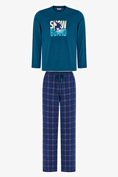 Penti Erkek Winter Board Geometrik Desenli Pantolon Uzun Kollu Pijama Takımı