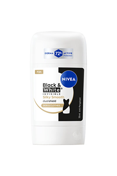 NIVEA Stick Antiperspirant Invizibil Mătăsos și Neted Negru și Alb 48h, 50 ml