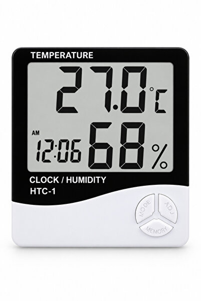 HTC Derece Termometre Isı Nem Saat Alarm Mini Dijital Termometre Nem Ölçer Od...