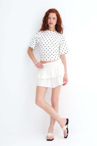 Addax Elastic Waist Ruffled Mini Skirt E1555-K3