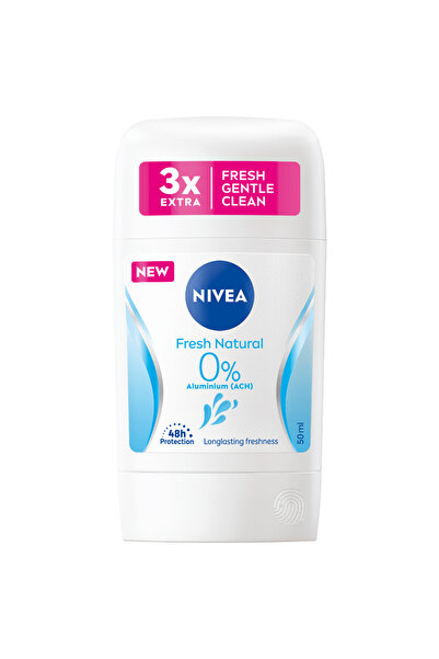 NIVEA Deodorant stick proaspăt, 0% aluminiu, pentru femei, 48h, 50 ml