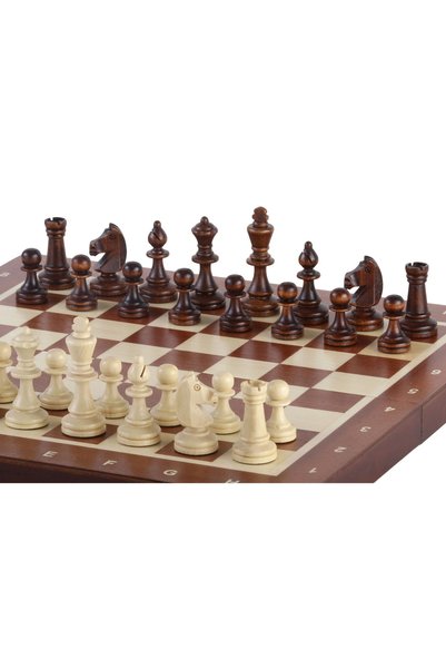 Sunrise Chess & Games Set de șah magnetic încrustat (intarsie) cu tavă de ins...