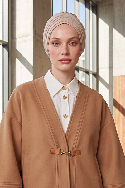 Aisha's Design Winter Pleated Bonnet,Beige,B-13O