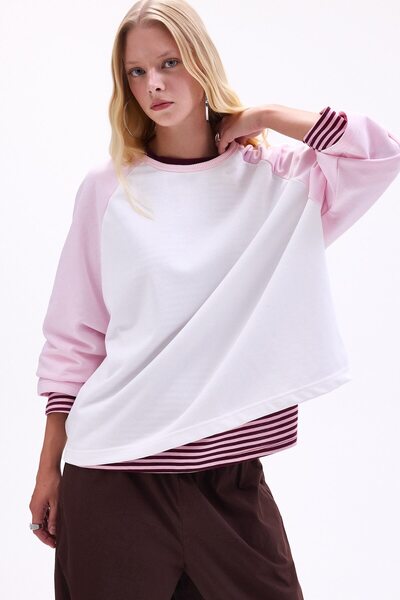DeFacto Loose Fit Crew Neck Raglan Long Sleeve Basic T-Shirt I8200Ax26Au