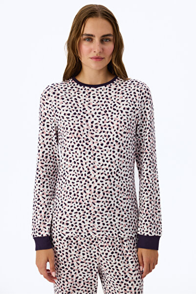 Penti Mor Midnight Mood Baskılı Uzun Kollu Tişört Pijama Üstü