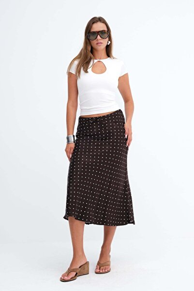 Addax Polka Dot Satin Skirt E19066