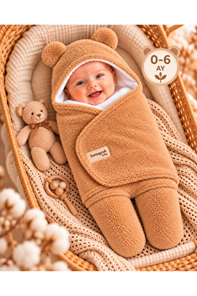 Tomuycuk 0-6 Months Brown Fiber-Earred Baby Swaddle for Girls and Boys, Plush...