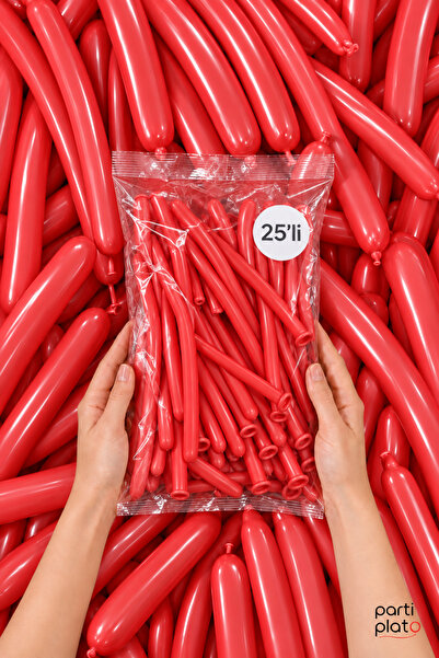 Parti Plato 260 Red Sausage Balloons 25 Pieces Modeling Balloon Flexible Late...