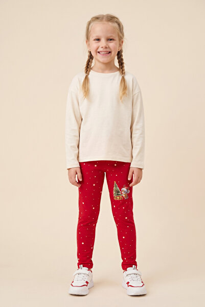 CRASSİ Girl's Christmas-Themed Tights, Printed, 2 Yarns, Fleece, Shaded Cotto...