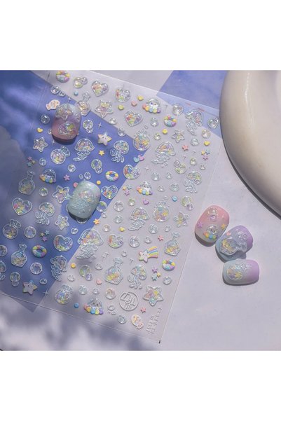 NAILFYOU TO4861 Colorful Water Bubble 5D Nail Art Stickers Goldfish Koi Carp ...