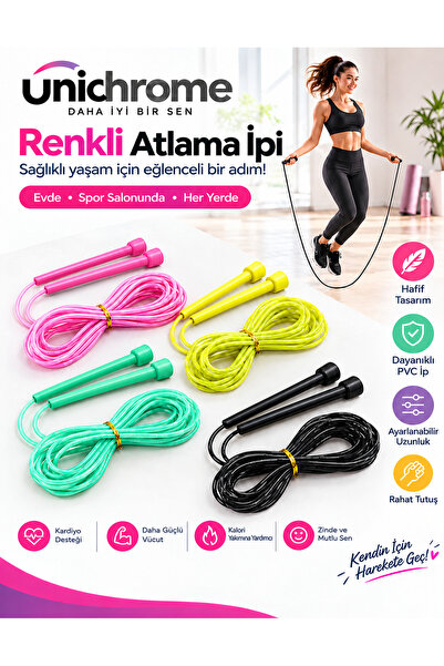 Unichrome Jump Rope with Adjustable Length Color Options Fitness Exercise Tra...
