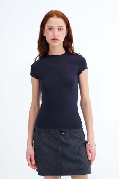 Addax Crew Neck Modal Basic T-Shirt P0365