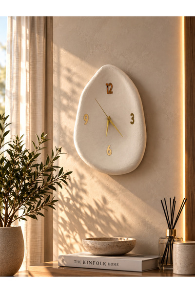 Lunalore **Beton Görünümlü Modern Dekoratif Minimal Duvar Saati I Sessiz Meka...