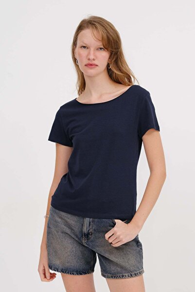 Addax Boat Neck Basic T-Shirt P1805