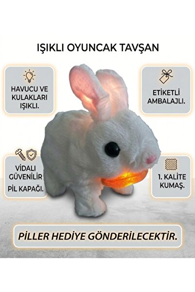 BALKİZ Kulakları ve havucu ışıklı Zıplayan Tavşan