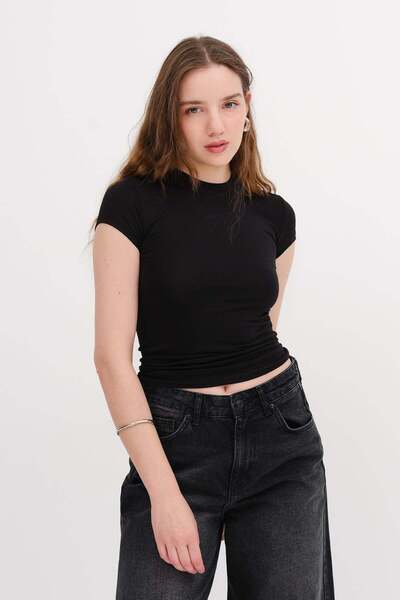 Addax Bisiklet Yaka Modal Basic T-shirt P0365