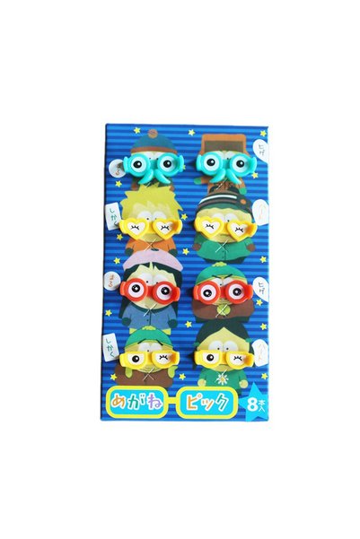 Choice A 8pcs Cartoon Glasses Fruit Fork Mini Cartoon Children Snack Cake Des...